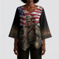 Henry Johnson Black History Month Kimono Sleeve Blouse Distressed US Flag American Hero Portrait