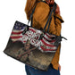 Henry Johnson Black History Month Leather Tote Bag Distressed US Flag American Hero Portrait