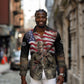 Henry Johnson Black History Month Long Sleeve Button Shirt Distressed US Flag American Hero Portrait