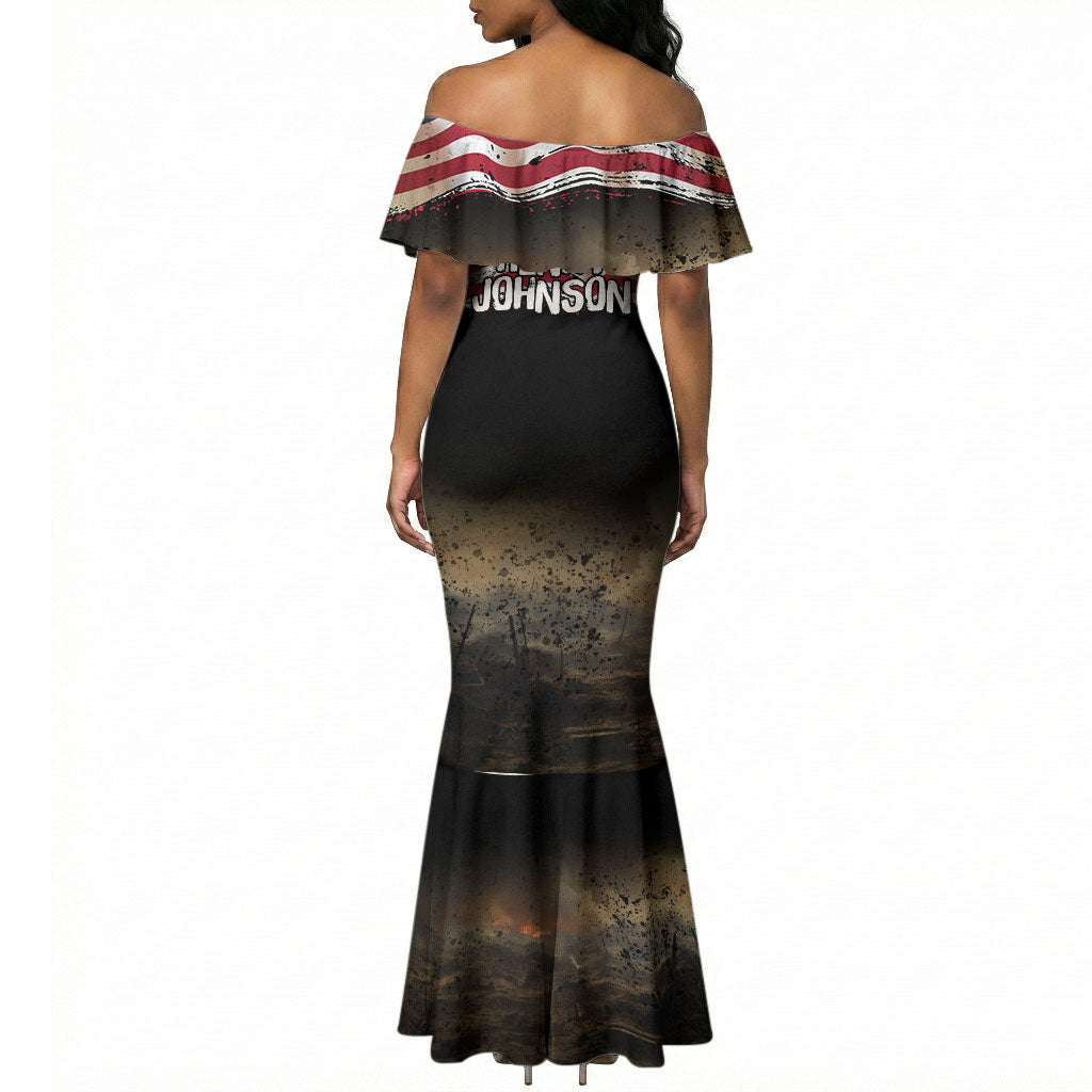 Henry Johnson Black History Month Mermaid Dress Distressed US Flag American Hero Portrait