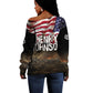 Henry Johnson Black History Month Off Shoulder Sweater Distressed US Flag American Hero Portrait