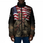Henry Johnson Black History Month Padded Jacket Distressed US Flag American Hero Portrait