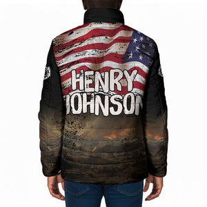 Henry Johnson Black History Month Padded Jacket Distressed US Flag American Hero Portrait
