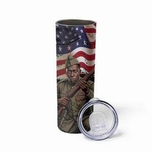 Henry Johnson Black History Month Skinny Tumbler Distressed US Flag American Hero Portrait