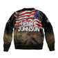 Henry Johnson Black History Month Sleeve Zip Bomber Jacket Distressed US Flag American Hero Portrait