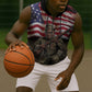 Henry Johnson Black History Month Sleeveless Zip Hoodie Distressed US Flag American Hero Portrait
