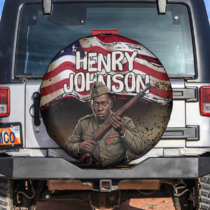 Henry Johnson Black History Month Spare Tire Cover Distressed US Flag American Hero Portrait