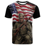 Henry Johnson Black History Month T shirt Distressed US Flag American Hero Portrait