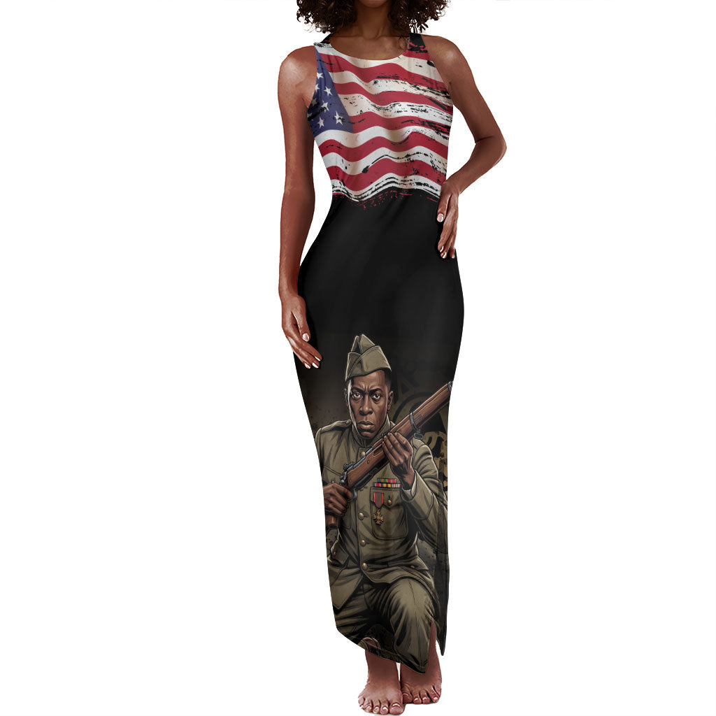 Henry Johnson Black History Month Tank Maxi Dress Distressed US Flag American Hero Portrait