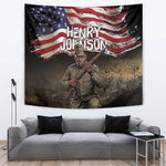 Henry Johnson Black History Month Tapestry Distressed US Flag American Hero Portrait