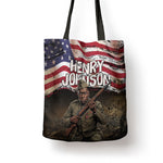 Henry Johnson Black History Month Tote Bag Distressed US Flag American Hero Portrait