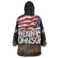 Henry Johnson Black History Month Wearable Blanket Hoodie Distressed US Flag American Hero Portrait