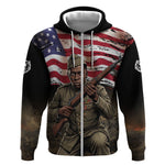 Henry Johnson Black History Month Zip Hoodie Distressed US Flag American Hero Portrait