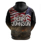 Henry Johnson Black History Month Zip Hoodie Distressed US Flag American Hero Portrait
