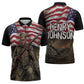 Henry Johnson Black History Month Zipper Polo Shirt Distressed US Flag American Hero Portrait