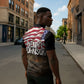 Henry Johnson Black History Month Zipper Polo Shirt Distressed US Flag American Hero Portrait