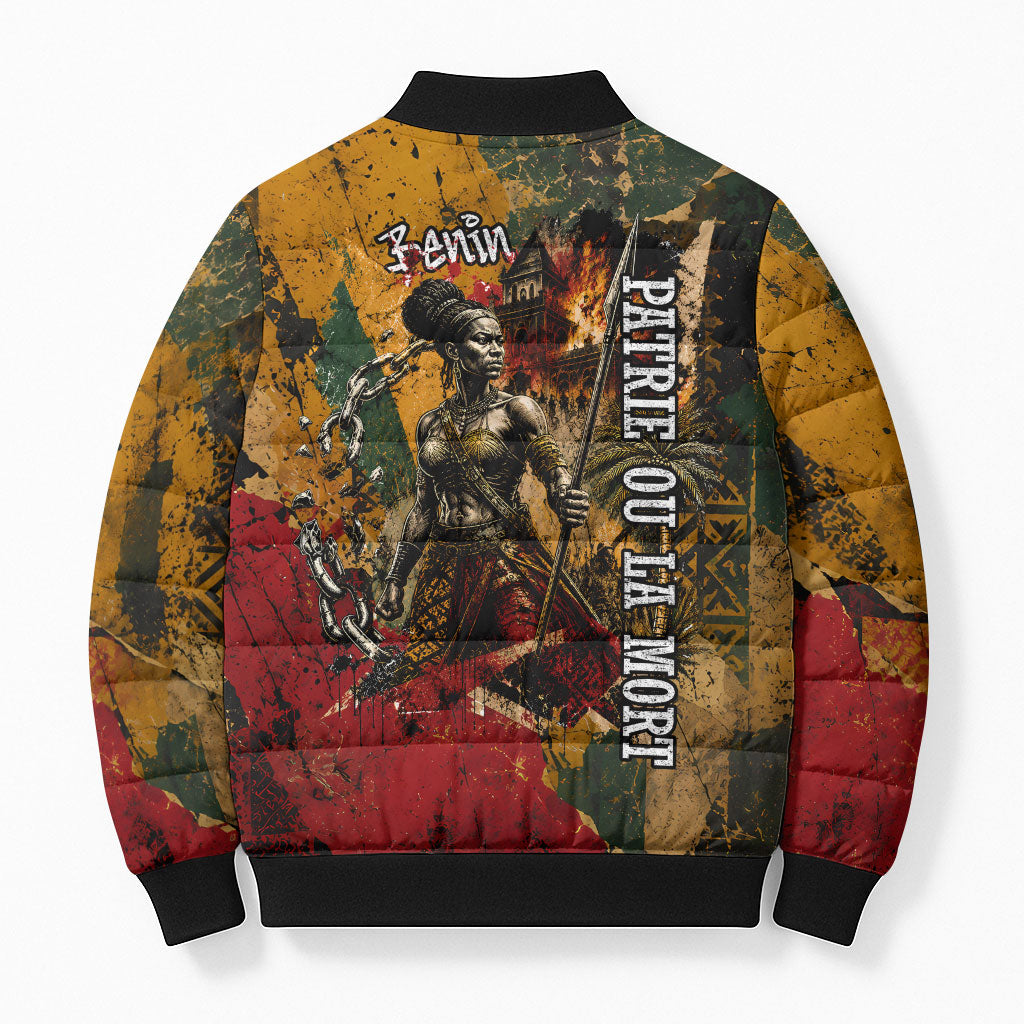 Benin Independence Day King Behanzin Bomber Puffer Jacket Dahomey Amazons National Motto