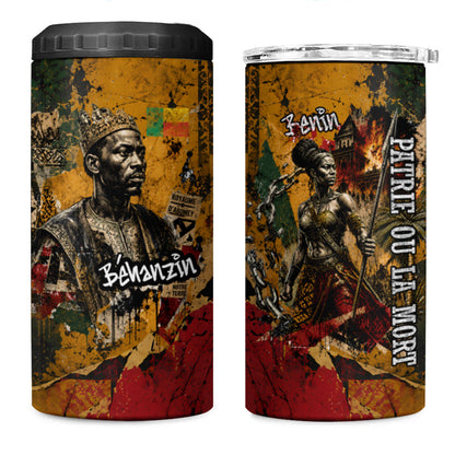 Benin Independence Day King Behanzin 4 in 1 Can Cooler Tumbler Dahomey Amazons National Motto