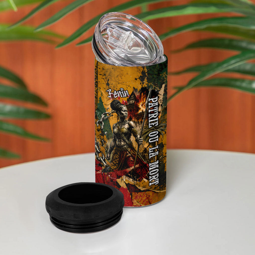 Benin Independence Day King Behanzin 4 in 1 Can Cooler Tumbler Dahomey Amazons National Motto