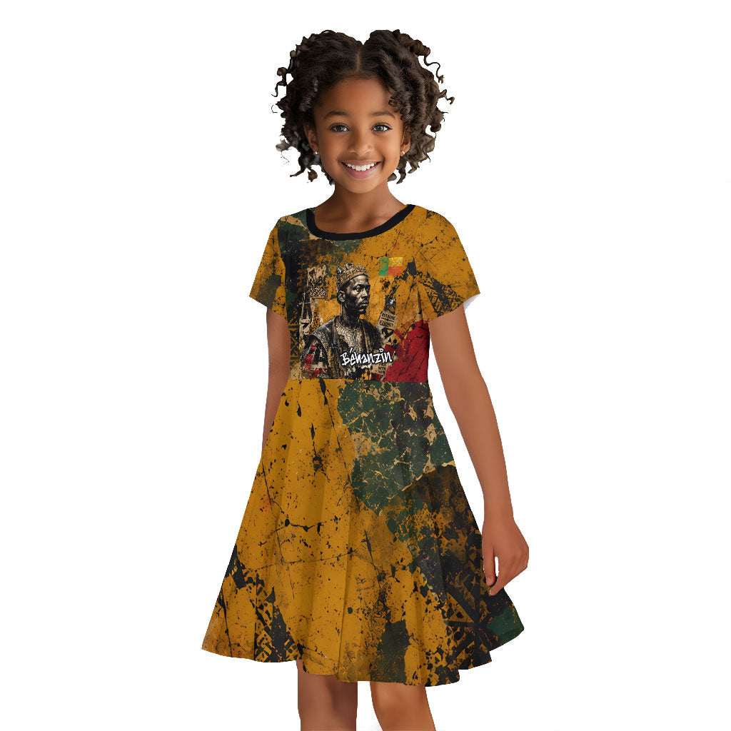 Benin Independence Day King Behanzin Kid Short Sleeve Dress Dahomey Amazons National Motto