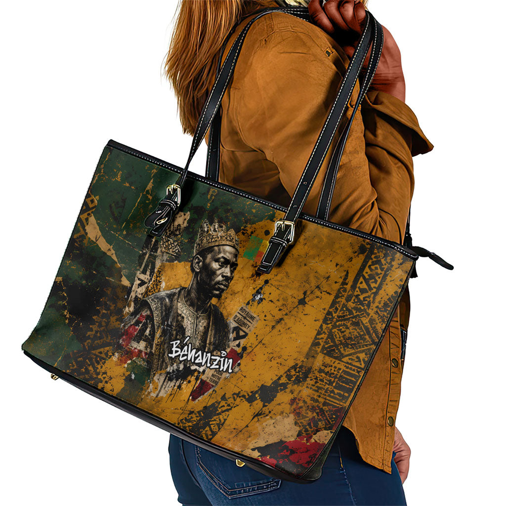 Benin Independence Day King Behanzin Leather Tote Bag Dahomey Amazons National Motto