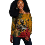 Benin Independence Day King Behanzin Off Shoulder Sweater Dahomey Amazons National Motto