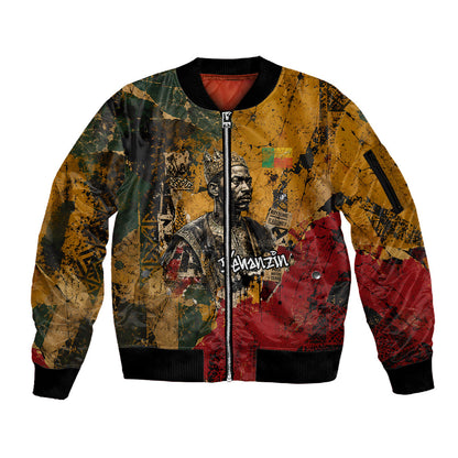 Benin Independence Day King Behanzin Sleeve Zip Bomber Jacket Dahomey Amazons National Motto