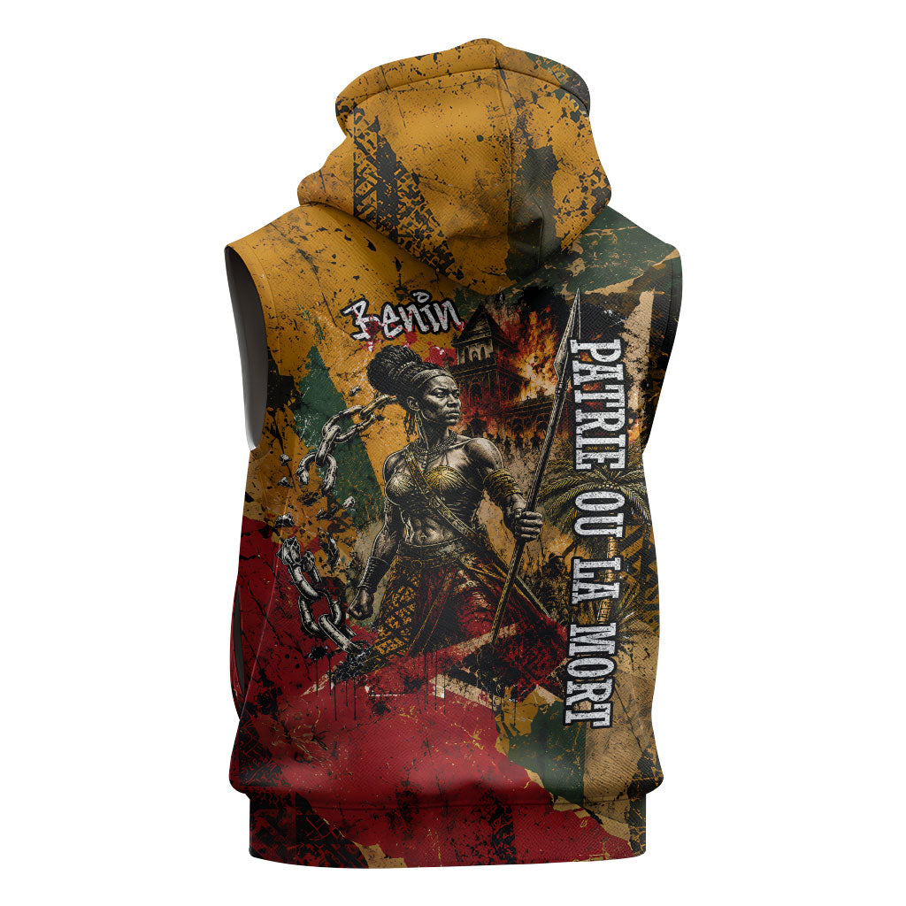 Benin Independence Day King Behanzin Sleeveless Zip Hoodie Dahomey Amazons National Motto