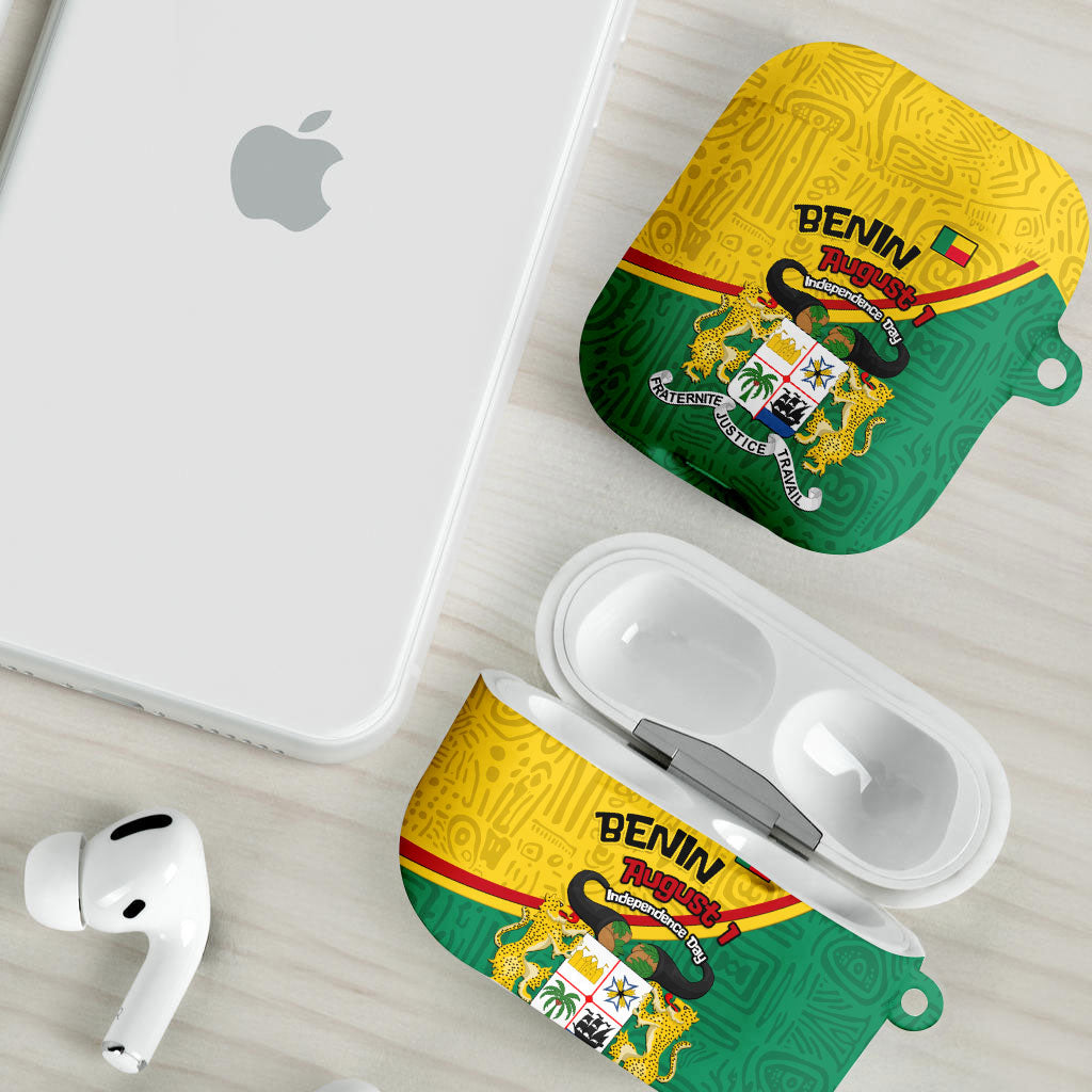 Benin Independence Day August 1 AirPods Case Coat Of Arms Heritage Raised Fist Flag