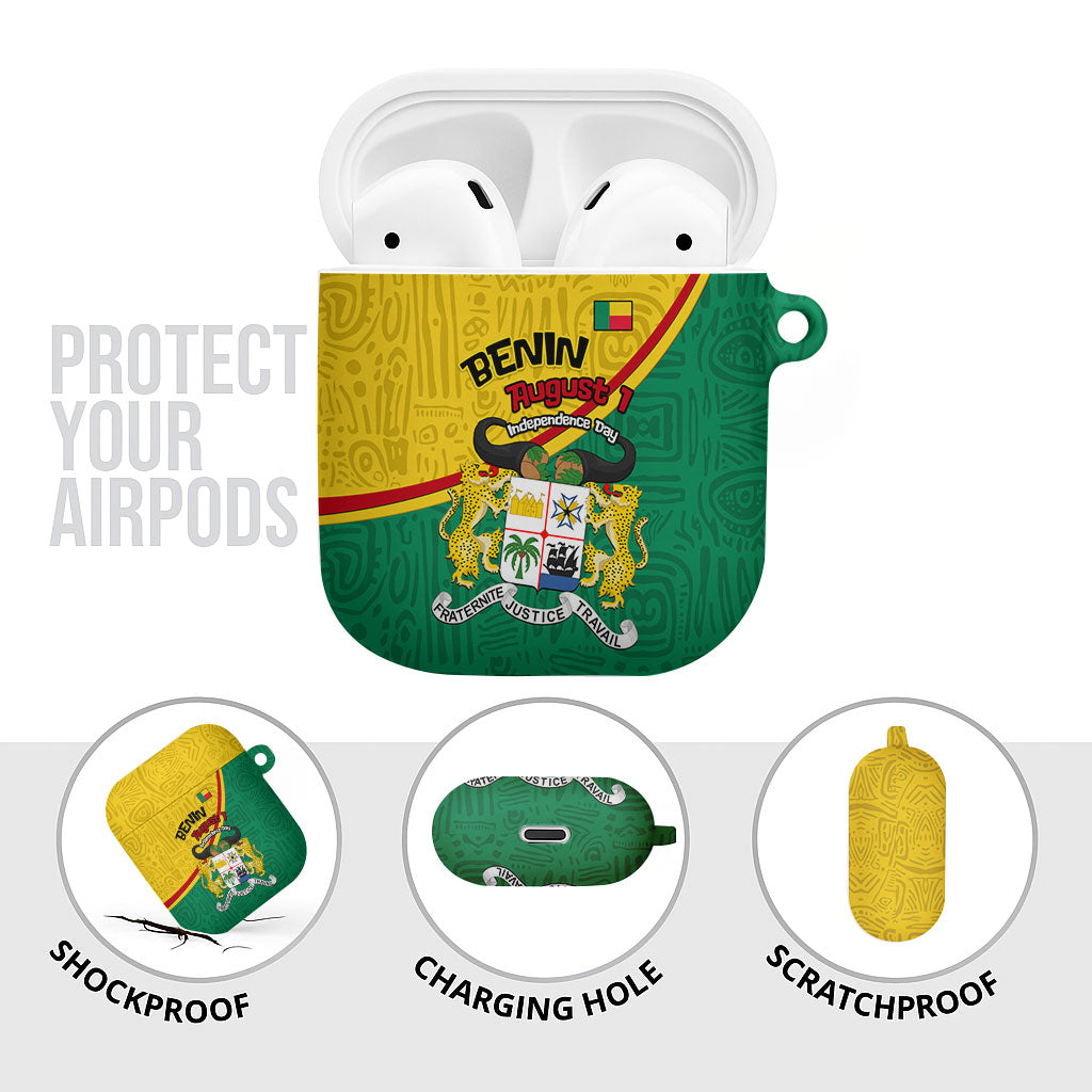 Benin Independence Day August 1 AirPods Case Coat Of Arms Heritage Raised Fist Flag