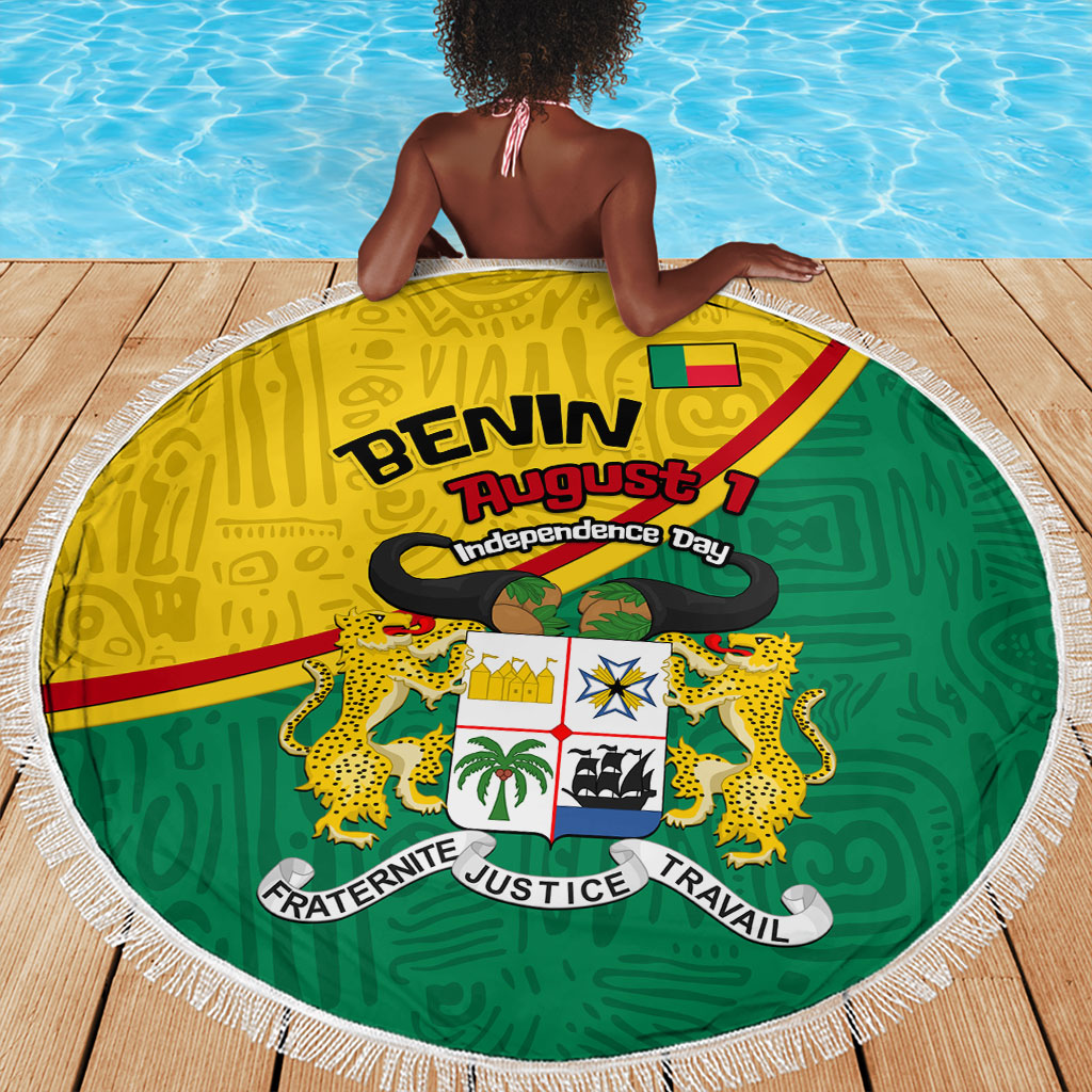 Benin Independence Day August 1 Beach Blanket Coat Of Arms Heritage Raised Fist Flag