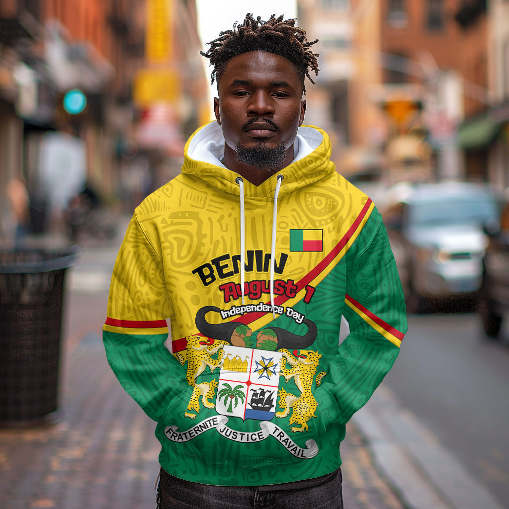 Benin Independence Day August 1 Hoodie Coat Of Arms Heritage Raised Fist Flag