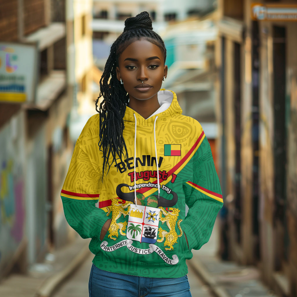 Benin Independence Day August 1 Hoodie Coat Of Arms Heritage Raised Fist Flag