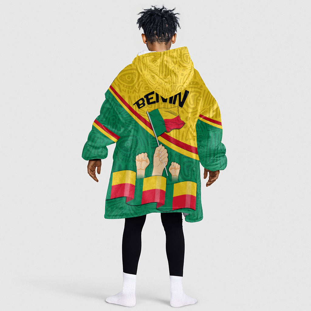 Benin Independence Day August 1 Kid Wearable Blanket Hoodie Coat Of Arms Heritage Raised Fist Flag