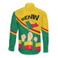 Benin Independence Day August 1 Long Sleeve Button Shirt Coat Of Arms Heritage Raised Fist Flag
