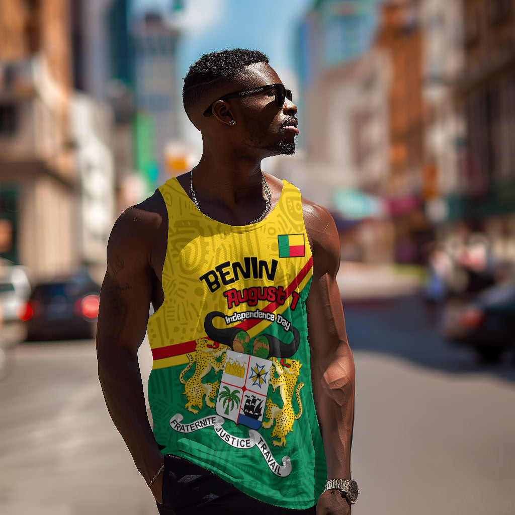 Benin Independence Day August 1 Men Tank Top Coat Of Arms Heritage Raised Fist Flag