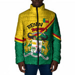 Benin Independence Day August 1 Padded Jacket Coat Of Arms Heritage Raised Fist Flag