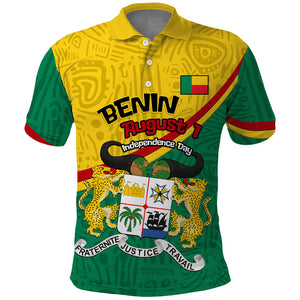 Benin Independence Day August 1 Polo Shirt Coat Of Arms Heritage Raised Fist Flag