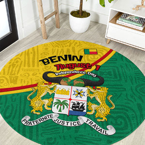 Benin Independence Day August 1 Round Carpet Coat Of Arms Heritage Raised Fist Flag