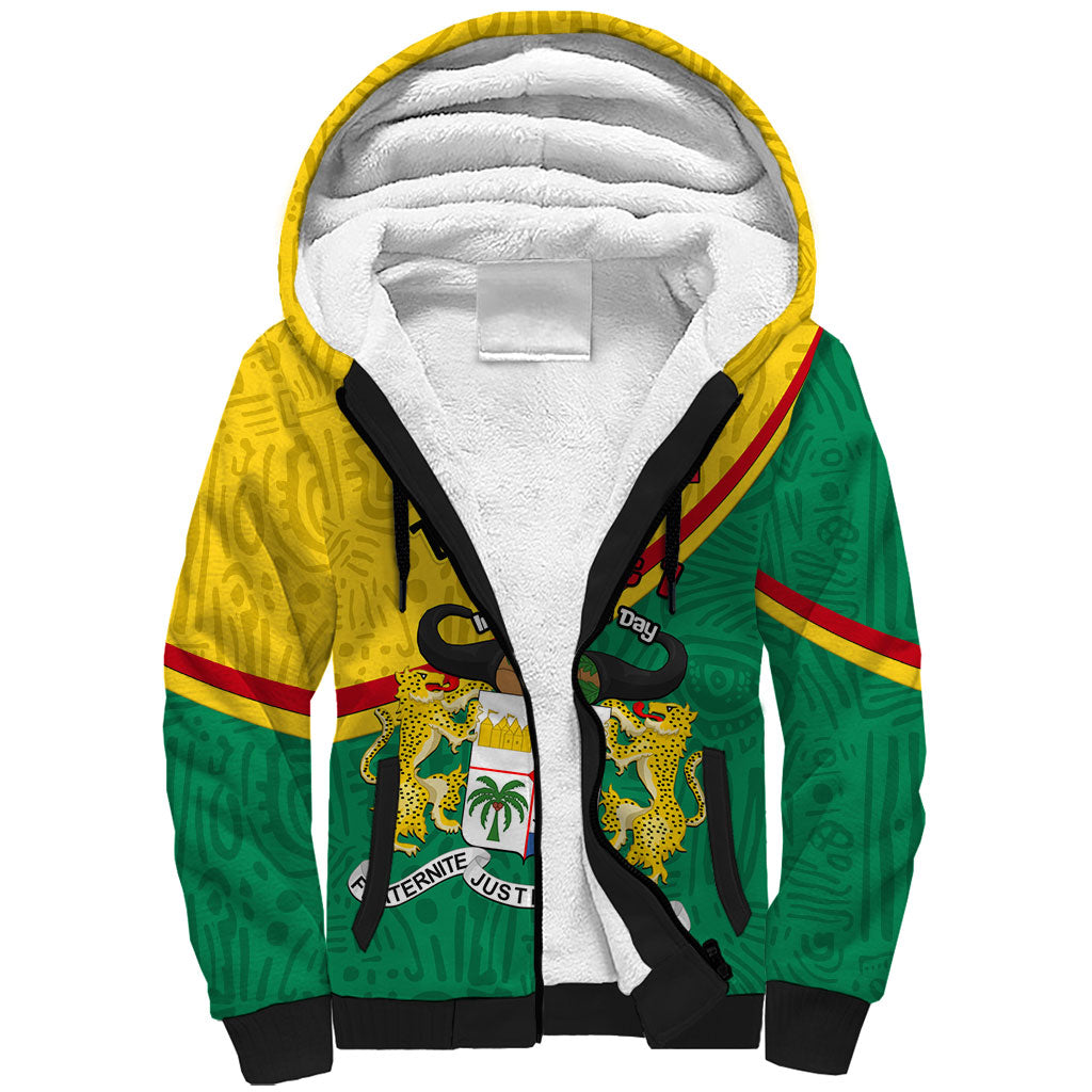 Benin Independence Day August 1 Sherpa Hoodie Coat Of Arms Heritage Raised Fist Flag