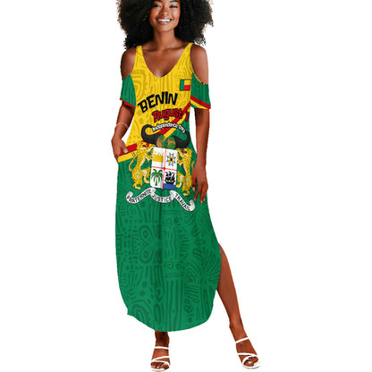 Benin Independence Day August 1 Summer Maxi Dress Coat Of Arms Heritage Raised Fist Flag