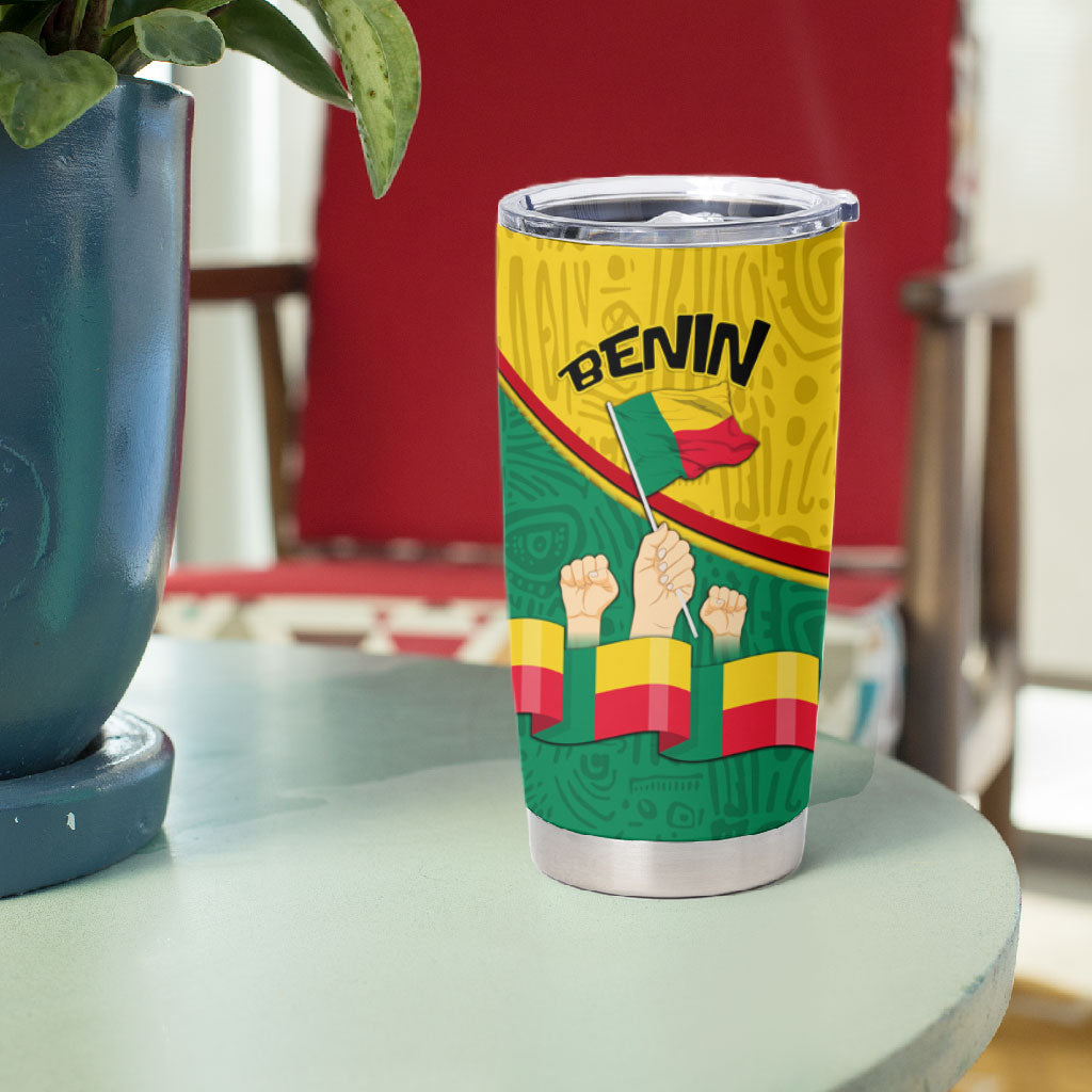 Benin Independence Day August 1 Tumbler Cup Coat Of Arms Heritage Raised Fist Flag