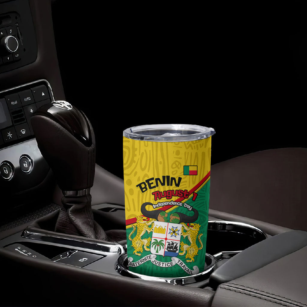 Benin Independence Day August 1 Tumbler Cup Coat Of Arms Heritage Raised Fist Flag