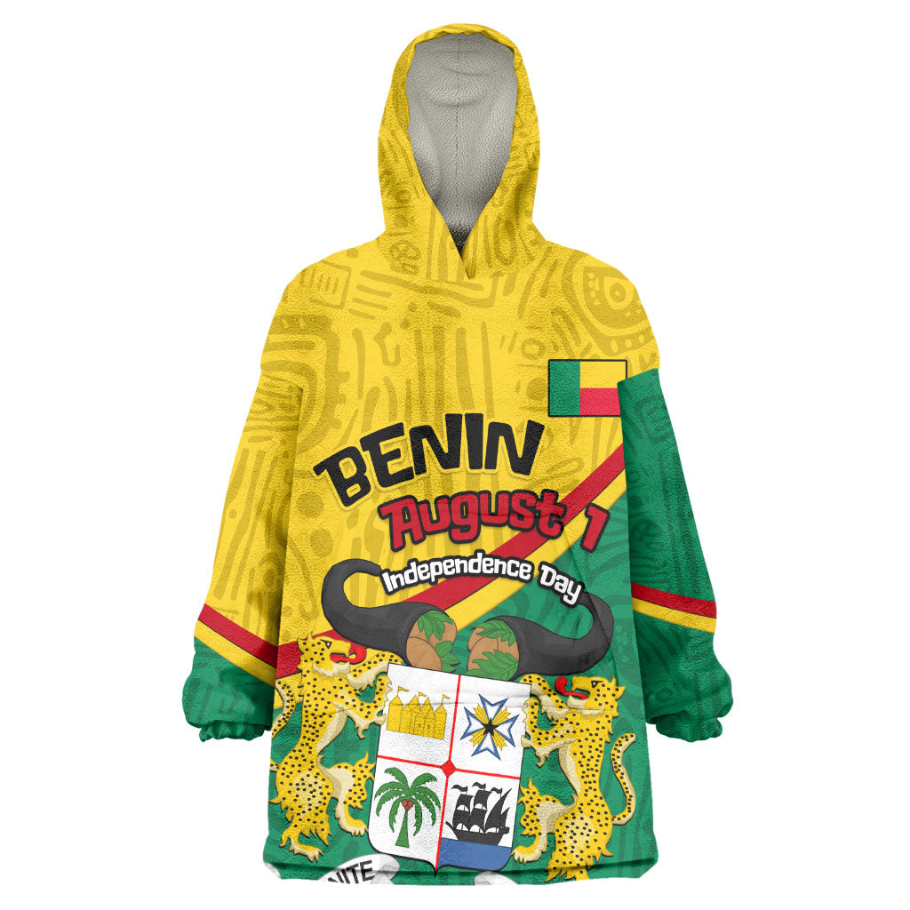 Benin Independence Day August 1 Wearable Blanket Hoodie Coat Of Arms Heritage Raised Fist Flag