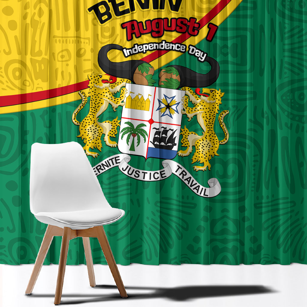 Benin Independence Day August 1 Window Curtain Coat Of Arms Heritage Raised Fist Flag
