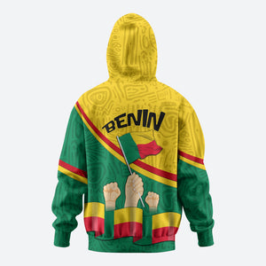 Benin Independence Day August 1 Zip Hoodie Coat Of Arms Heritage Raised Fist Flag