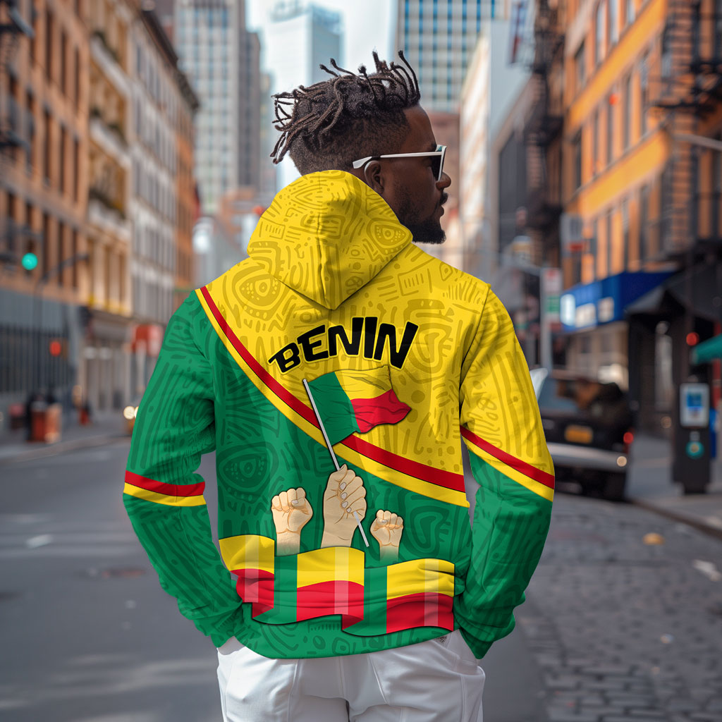 Benin Independence Day August 1 Zip Hoodie Coat Of Arms Heritage Raised Fist Flag