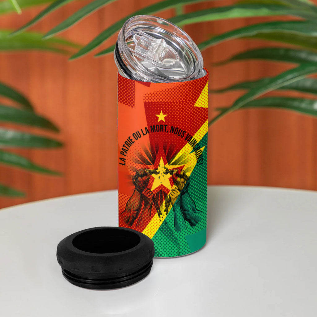 Burkina Faso Independence Day Thomas Sankara 4 in 1 Can Cooler Tumbler Revolution Heritage Broken Chains Graphic
