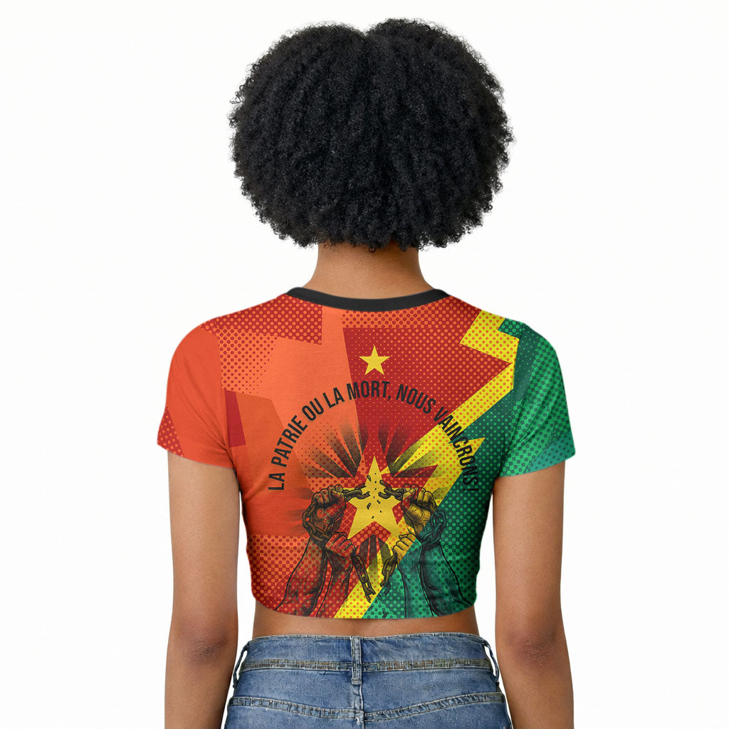 Burkina Faso Independence Day Thomas Sankara Raglan Cropped T shirt Revolution Heritage Broken Chains Graphic