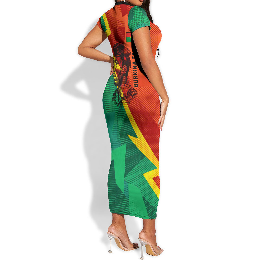 Burkina Faso Independence Day Thomas Sankara Short Sleeve Bodycon Dress Revolution Heritage Broken Chains Graphic
